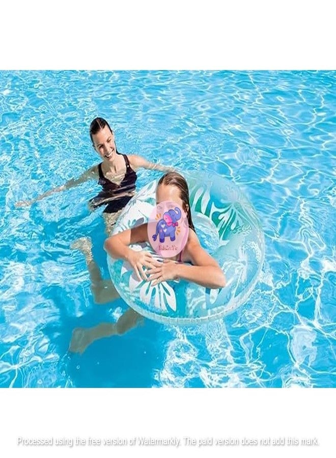 KidsZeeNie® Inflatable Swimming Rings for Adult| Printed Floater for Summer Fun|Circle Swim Tube for Pool Party, Lake, Beach| Swimmer Training Aid|Water Safety Float for Kids 9+ (Clear Tropical) - Image 5